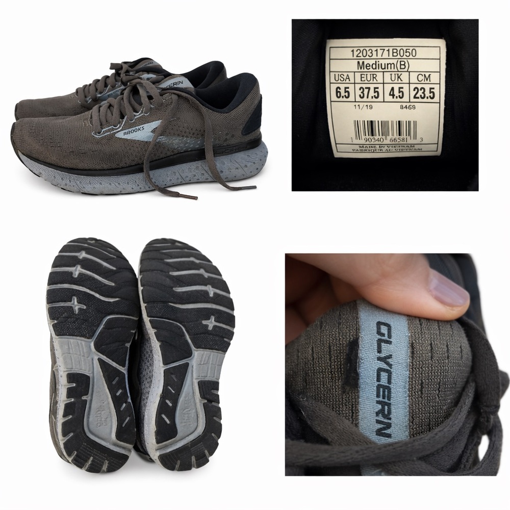 Brooks Glycerin Running Shoes Women’s Size 6.5 Gray Athletic Sneakers